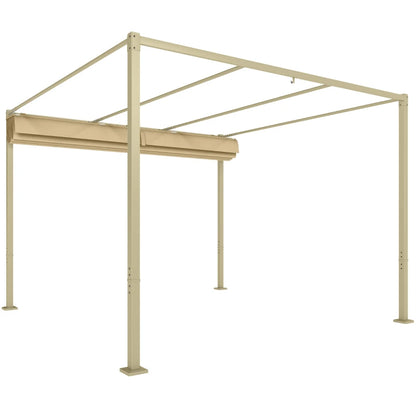 Nancy's Subbiano Pergola - Tuinpaviljoen - Intrekbaar dak - UPF30+-bescherming - Kaki - ± 300 x 300 x 220 cm