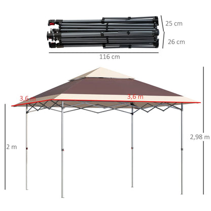 Nancy's Roge Paviljoen - Partytent - Tuin Paviljoen - Bruin / Kaki - ± 360 x 360 x 300 cm