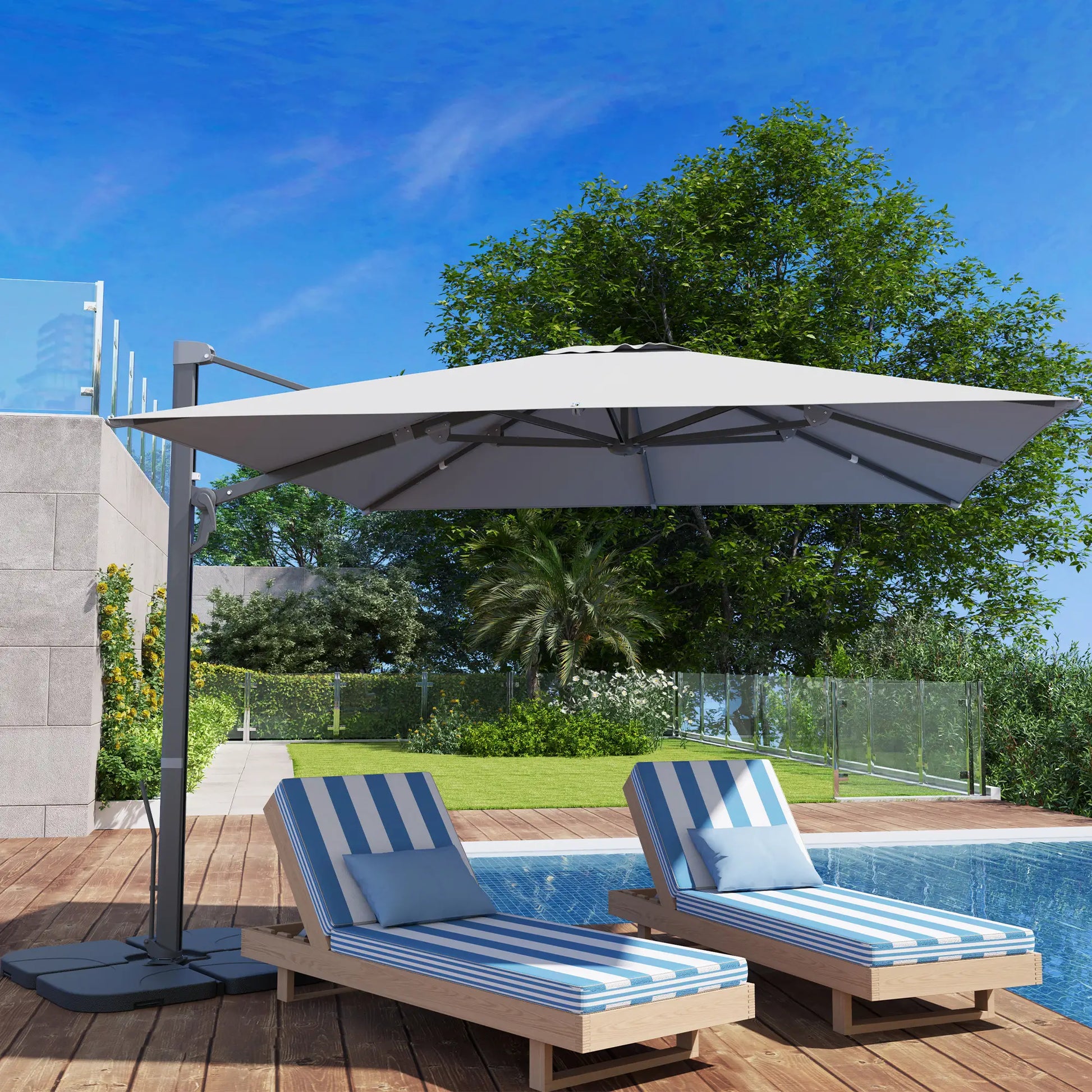 Nancy's Ciampino Parasol - Tuinparasol - Draaibaar en kantelbaar - Grijs - ± Ø 300 cm