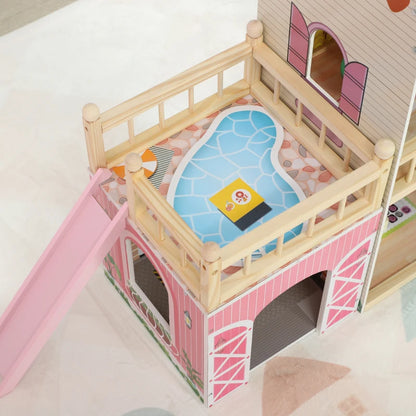 Nancy's Cesar Poppenhuis - Speelhuis - Inclusief accessoires - Roze - Dennenhout