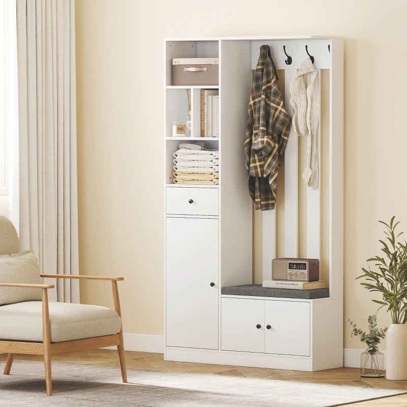 Nancy's Paularo Wandgarderobe - Kledingrek - Garderobekast - Wit / Grijs - 100 x 30 x 180 cm