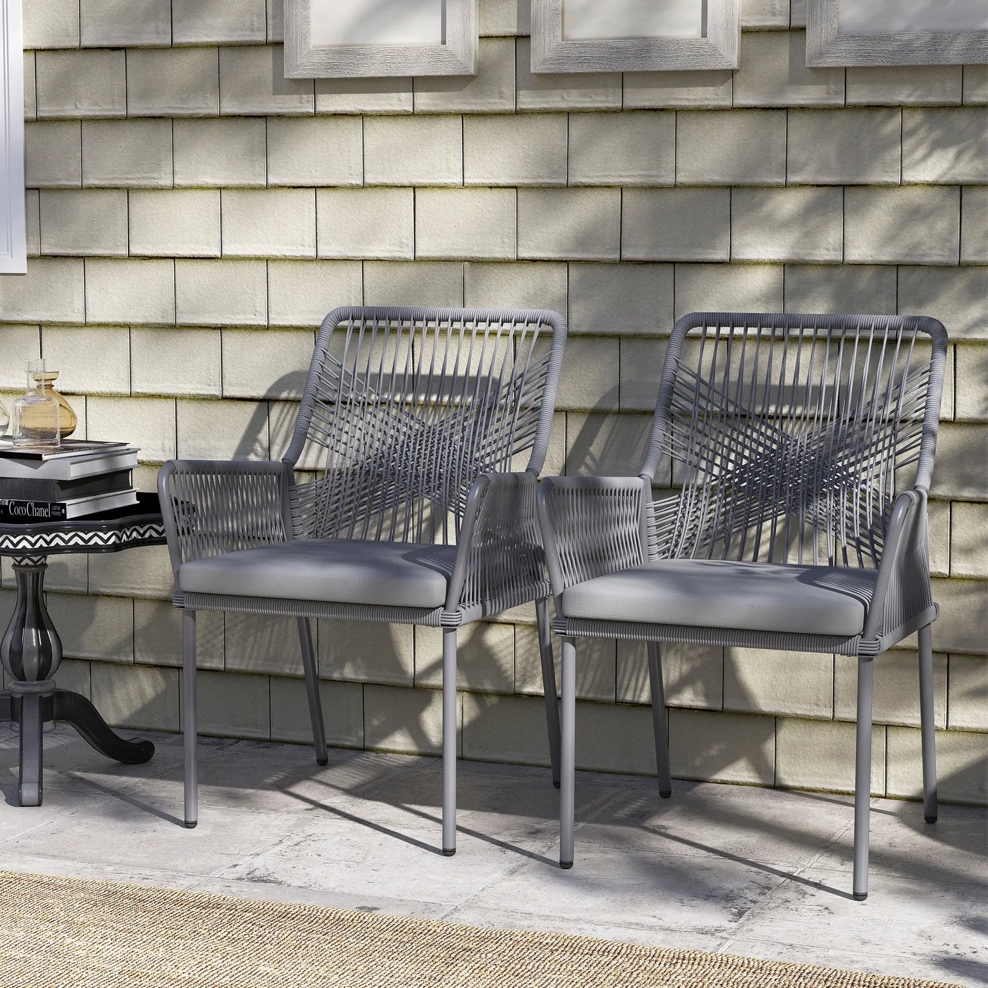 Nancy's Falcone Tuinstoelen - Balkonstoelen - Set van 2 - Grijs - Rotan