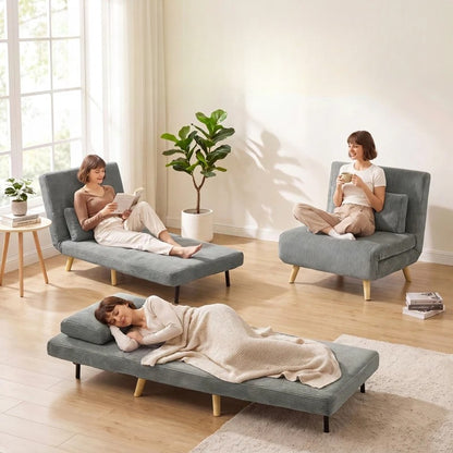Nancy's Varazze Slaapfauteuil - Slaapbank - Slaapstoel - Verstelbare rugleuning - Grijs - Corduroy