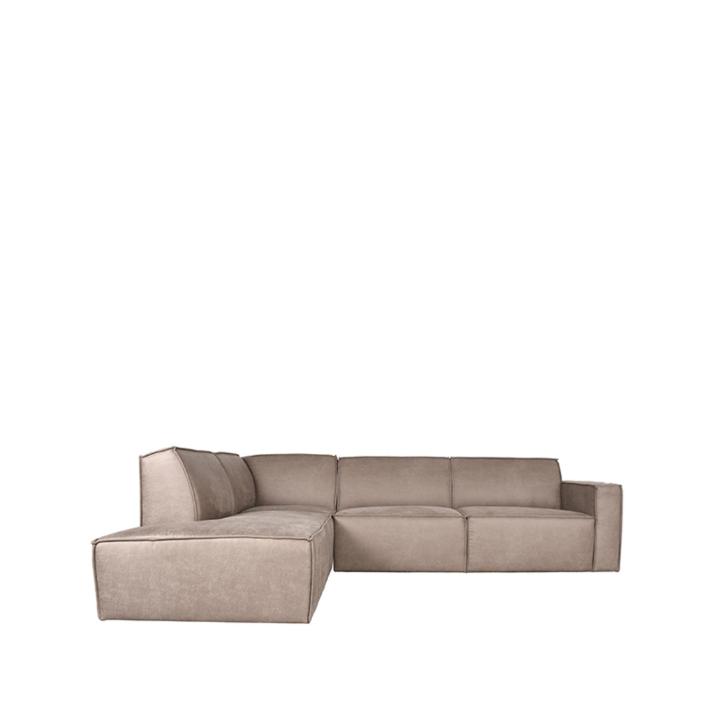 LABEL51 Bank Kay - Taupe - Microfiber - Ottomane + 2,5-Zits - ± 280 x 220 x 80 cm
