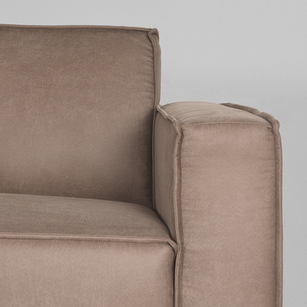 LABEL51 Bank Kay - Taupe - Microfiber - Ottomane + 2,5-Zits - ± 280 x 220 x 80 cm