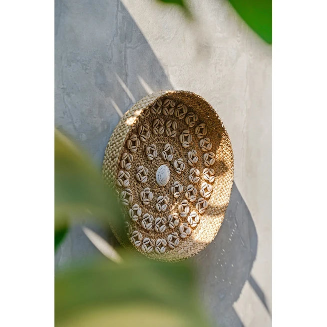 Bazar Bizar Caribe Shell Plaat - Naturel Wit - M - Gras - Schelpen - Ø 42 cm
