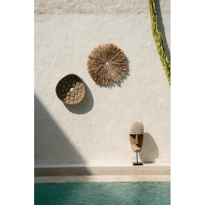 Bazar Bizar Caribe Shell Plaat - Naturel Wit - M - Gras - Schelpen - Ø 42 cm