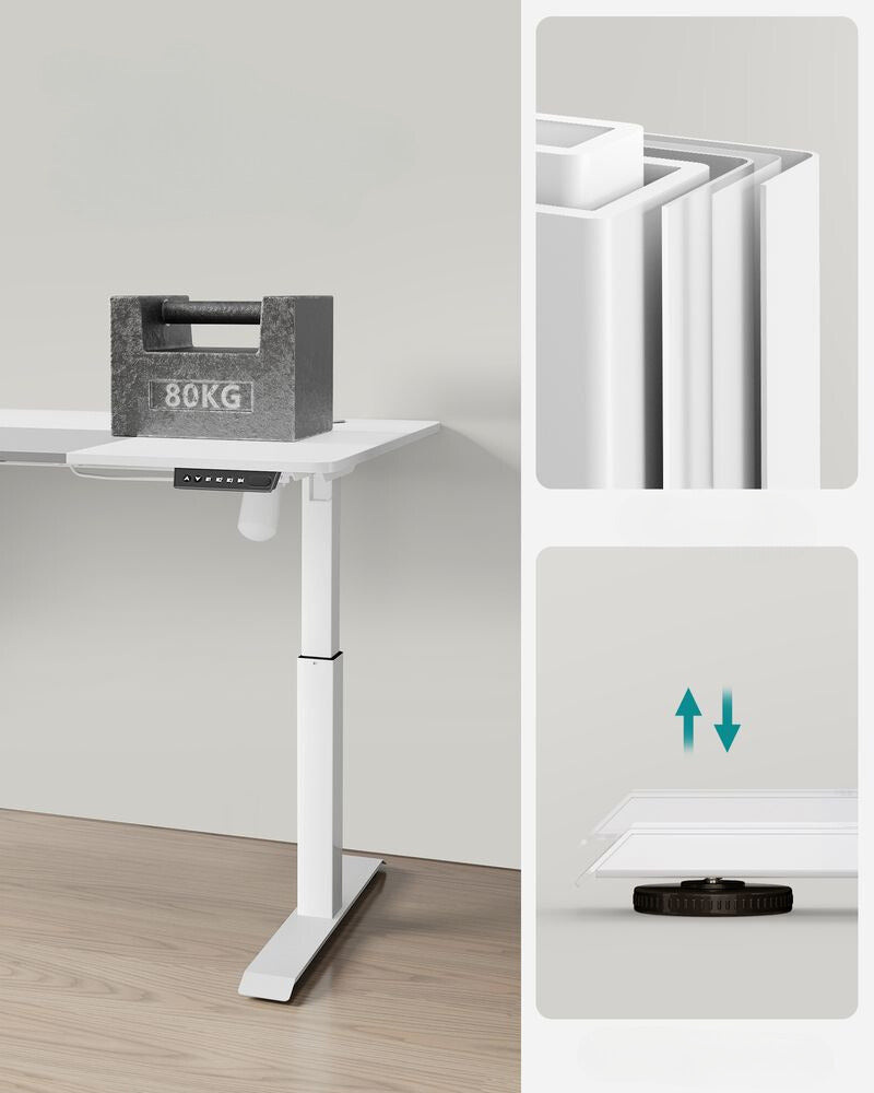 Nancy's Brandon Elektrisch Zit Sta Bureau - Computertafel - Werkbureau - Wit - Modern - 160 x 70 x 72-120 cm