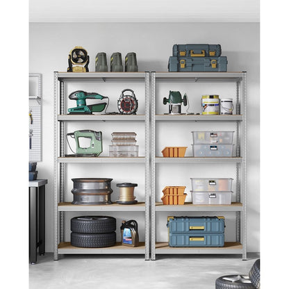 Nancy's Stezzano Stellingkast Set van 2 - Opbergrek - Opbergkast - Zilver - Staal - 100 x 50 x 200 cm