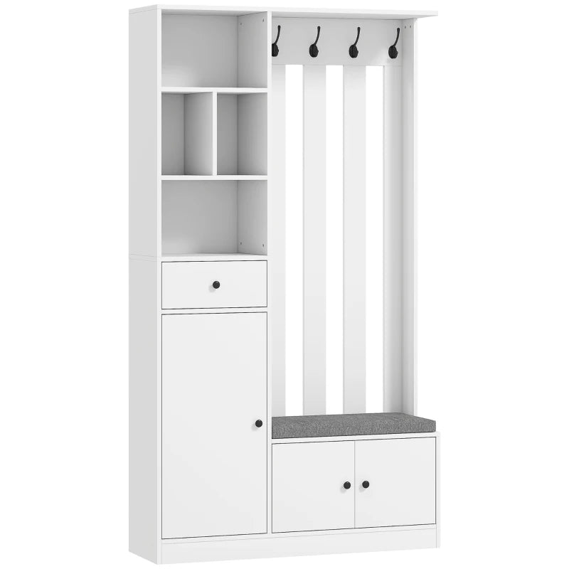 Nancy's Paularo Wandgarderobe - Kledingrek - Garderobekast - Wit / Grijs - 100 x 30 x 180 cm