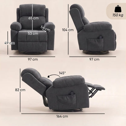 Nancy's Valmontone Massagestoel - Massagefauteuil - Relaxfauteuil - Trilmassage & Warmte - Volledig Verstelbaar - Grijs - Chenille