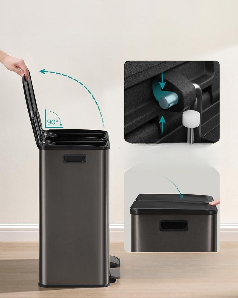 Nancy's Morcone Afvalscheiding Prullenbak - Afval scheiden - Prullenbak - Afvalbak - Grijs - 2 x 30 Liter