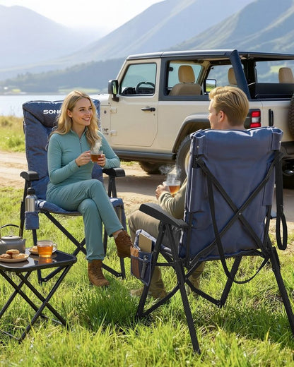 Nancy's Rovetta Campingstoel - Kampeerstoel - Verstelbaar - Opvouwbaar - Blauw