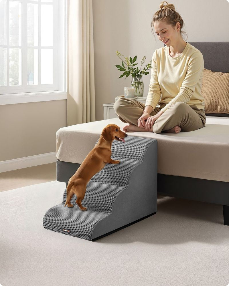 Nancy's Praiano Hondentrap 4 Traps - Dierentrap - Huisdierentrap - Antislip - Grijs - 40 x 72 x 50 cm