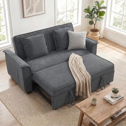 Nancy's Spresiano Slaapbank - Ligbank - Logeerbed - Grijs / Zwart - Chenille Look