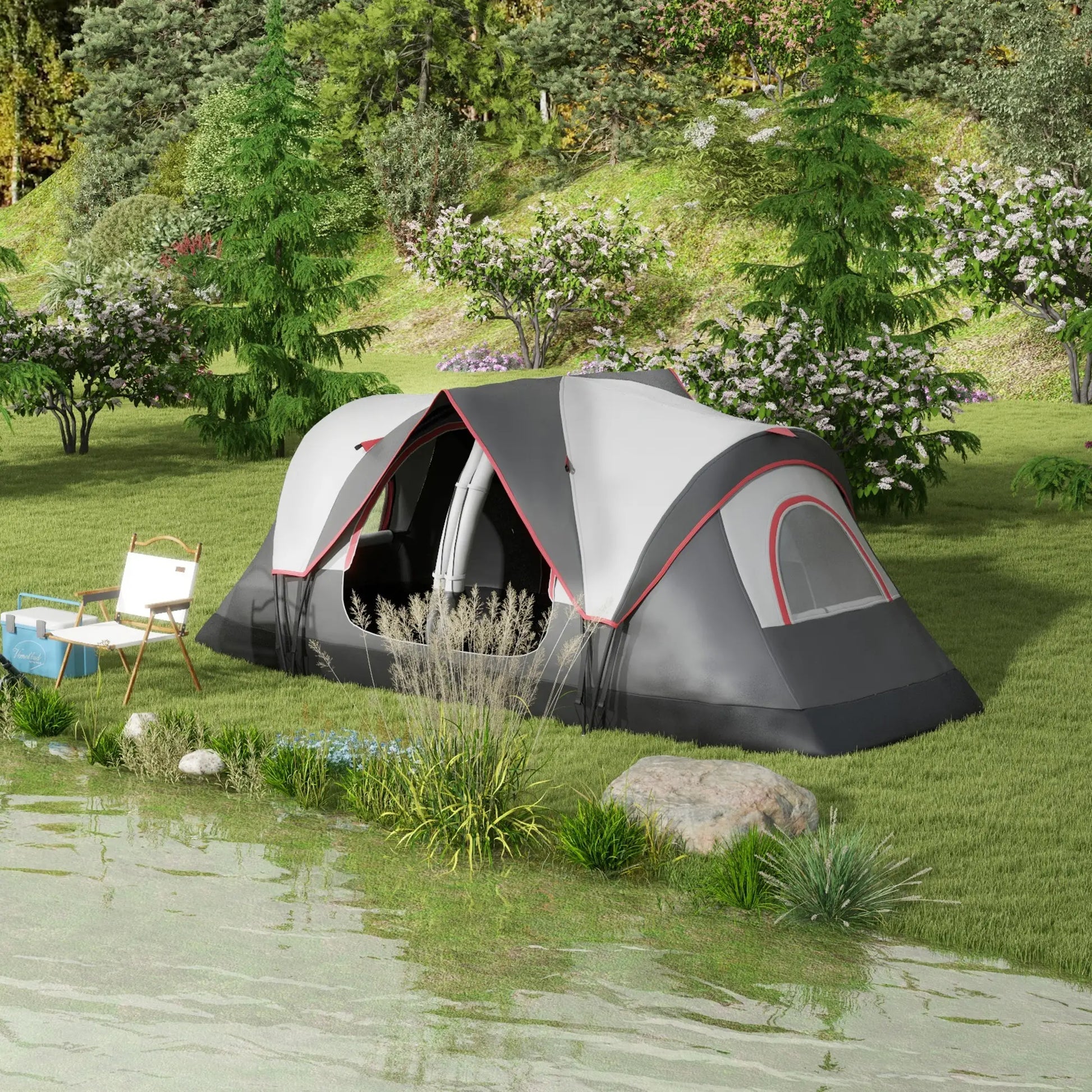 Nancy's Dumenza Kampeertent - 6-Persoons Campingtent - 2 Slaapkamers - Grijs - 450 x 215 x 180 cm