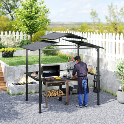 Nancy's Cossignano Barbecue Paviljoen - BBQ Afdak - BBQ Overkapping - Zwart - Staal - 250 x 160 x 250 cm