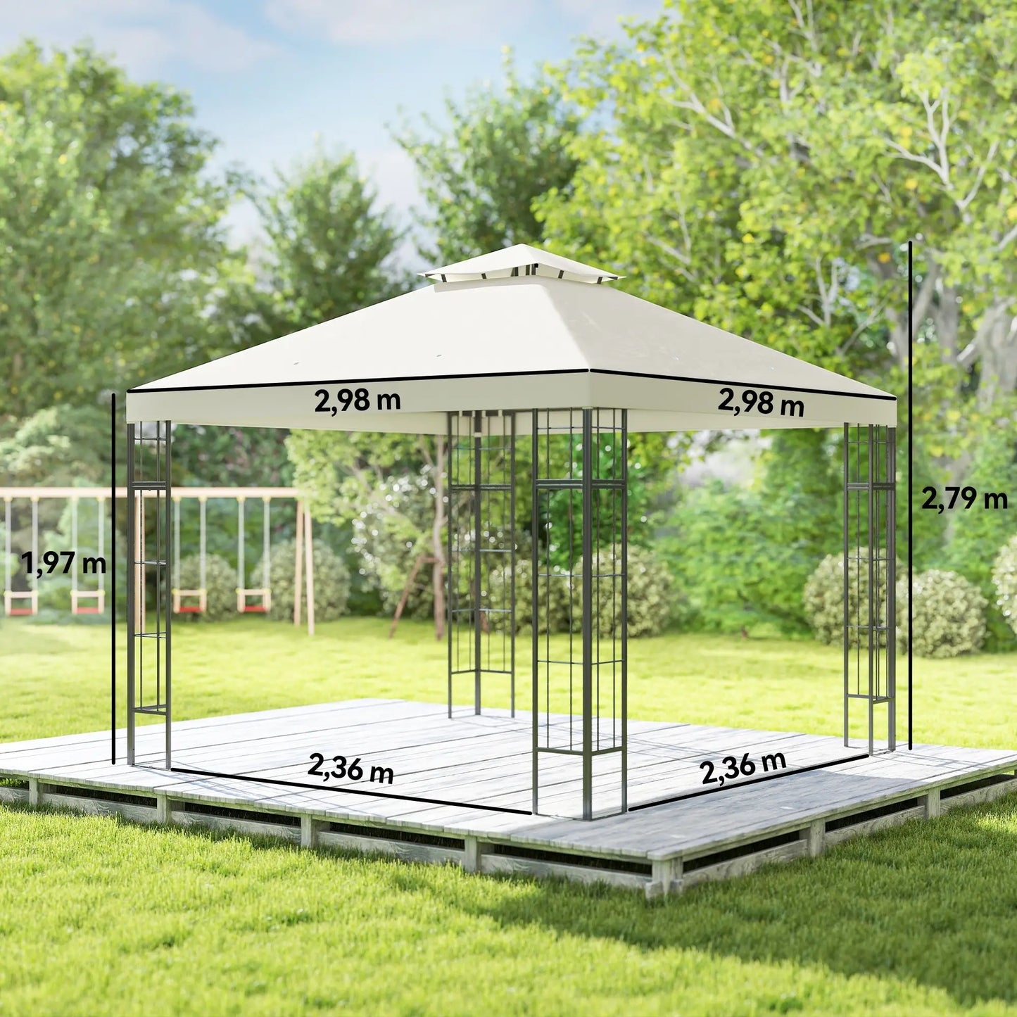 Nancy's Copertino Paviljoen - Tuinpaviljoen - Partytent - Roomwit - ± 300 x 300 x 280 cm