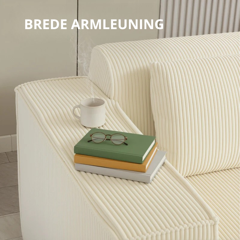 Nancy's Senales 3-Zitsbank - Driezitsbank - Woonkamerbank - Zitbank - Beige - Corduroy - ± 200 x 90 x 75 cm