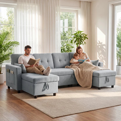 Nancy's Stagno Slaapbank - Logeerbed - Ligbank - Grijs - Linnen