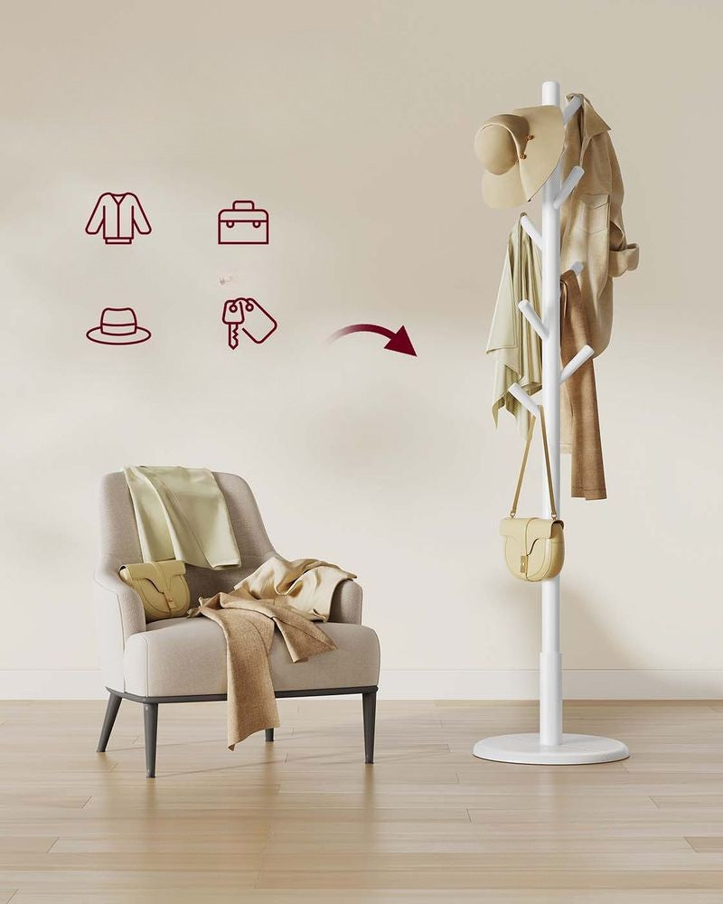 Nancy's Osiglia Staande Kapstok - Garderobe - Jassenrek - Kledingstandaard - Wit - ± 170 cm Hoog