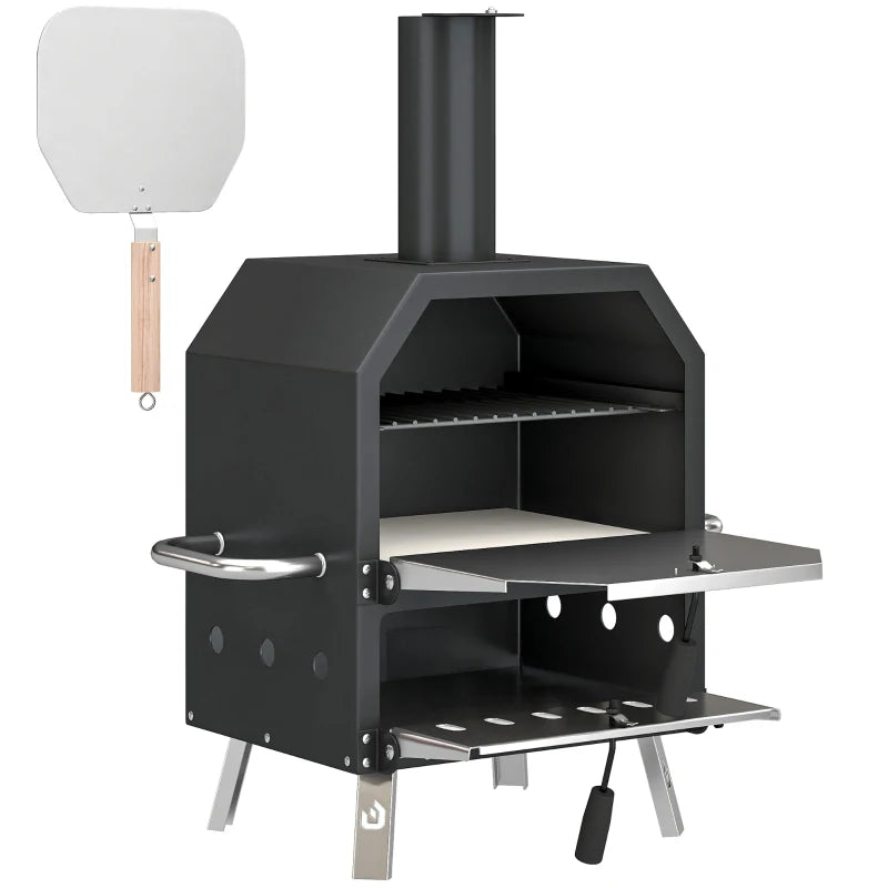 Nancy's Seggiano Houtgestookte Pizzaoven - Grillrooster - Instelbare warmteregeling - Complete pizzaovenset - Zwart