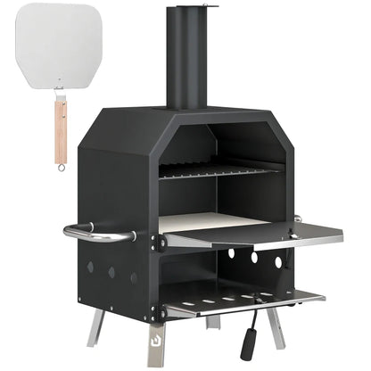 Nancy's Seggiano Houtgestookte Pizzaoven - Grillrooster - Instelbare warmteregeling - Complete pizzaovenset - Zwart