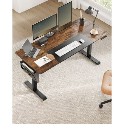 Nancy's Assago Verstelbaar Bureau - Zit/Sta Bureau - Elektrisch Bureau - Bruin / Zwart - 70 x 160 x 72-120 cm