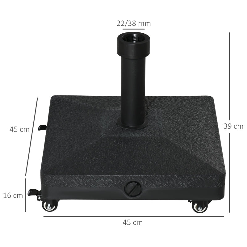 Nancy's Pascal Parasolvoet - Parasol standaard - Zwart - HDPE - Geschikt voor parasolstokken van Ø22 mm tot Ø38 mm
