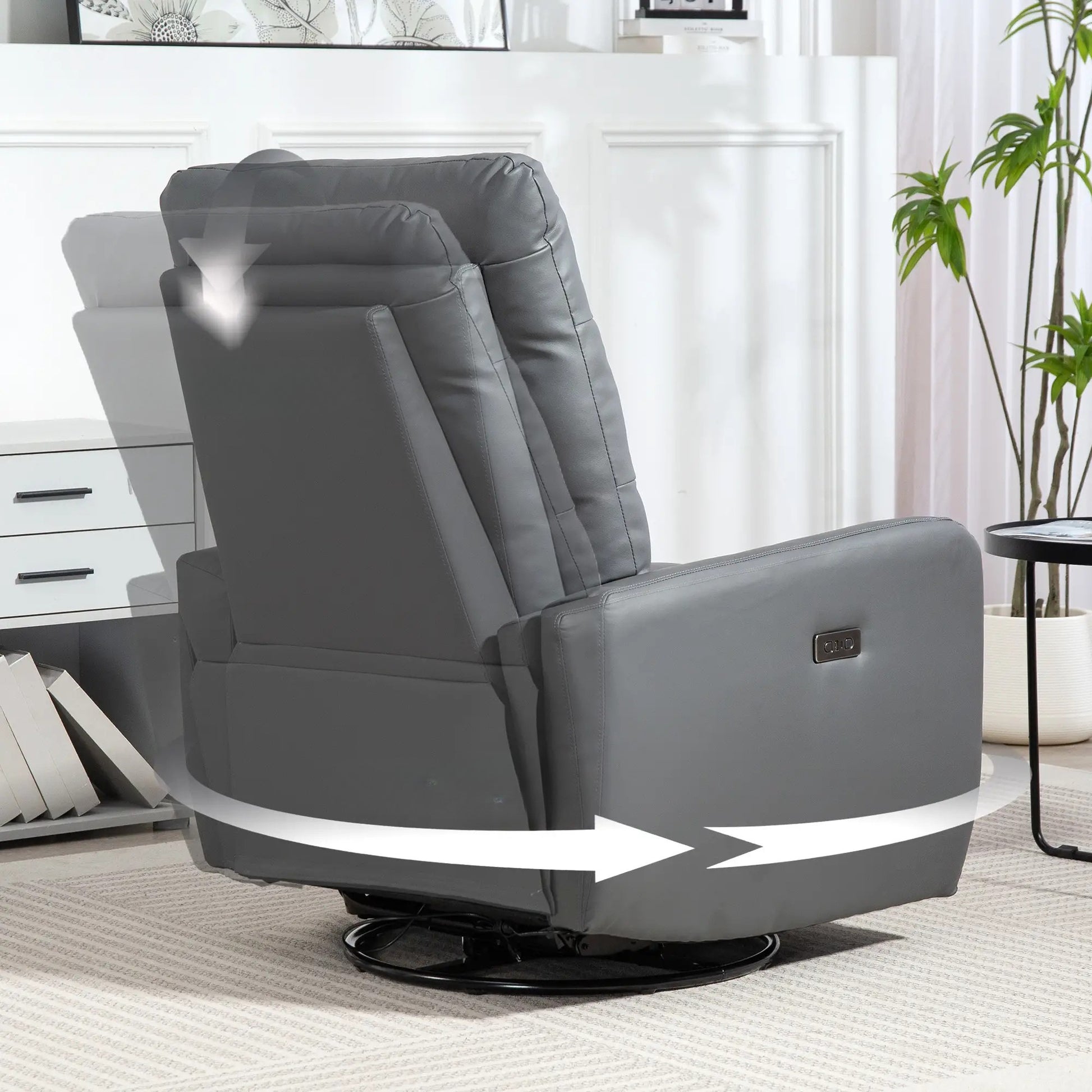 Nancy's Claviere Relaxfauteuil - Loungestoel - Relaxstoel - Verstelbaar / Draaibaar / Schommelend - Grijs - Kunstleer