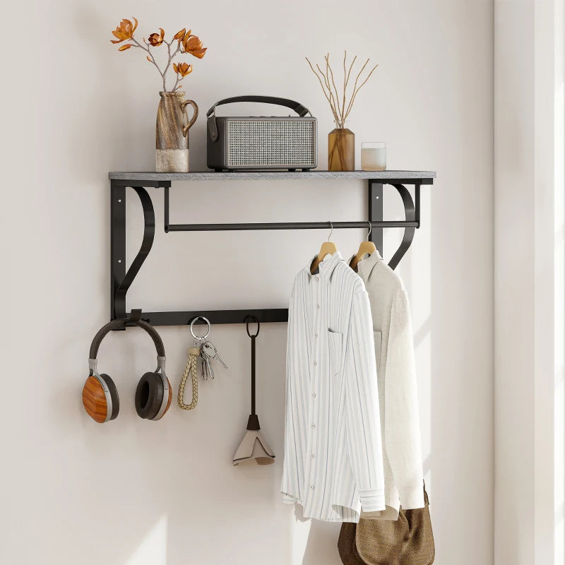 Nancy's Mistretta Wandkapstok - Muurkapstok - Wandgarderobe - Grijs - ± 70 x 25 x 35 cm