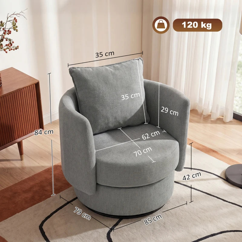 Nancy's Spiazzi Draaifauteuil - Draaistoel - Fauteuil - Relaxstoel - Lichtgrijs - Linnenlook