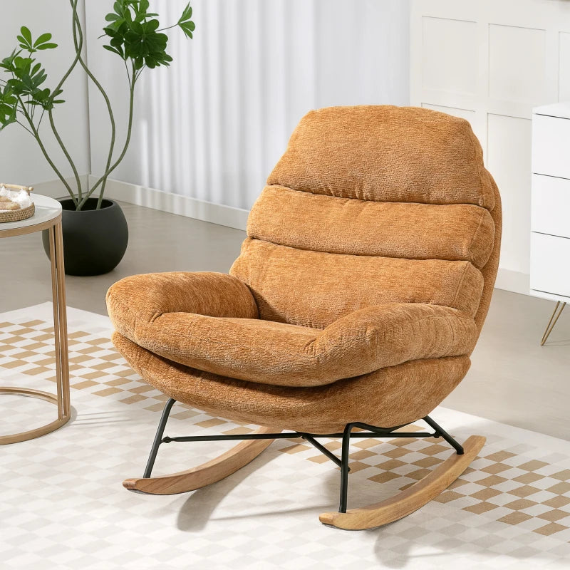 Nancy's Paciano Schommelstoel - Relaxstoel - Relaxfauteuil - Geel - Chenille
