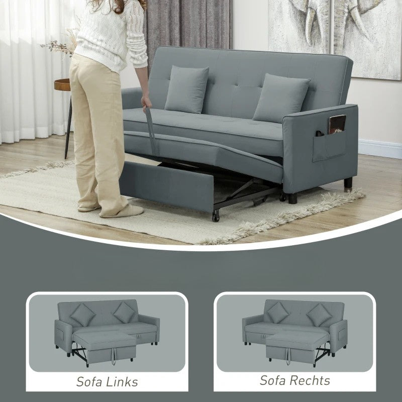 Nancy's Ottaviano Slaapbank - Logeerbed - Verstelbare rugleuning - Grijs - Fluweel look