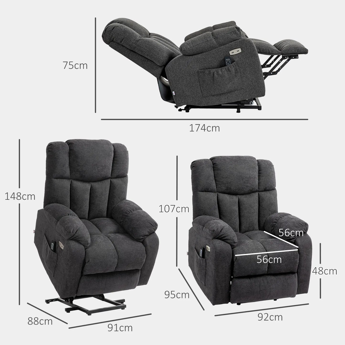Nancy's Arcozelo Sta op stoel - Opsta stoel - Fauteuil - Relaxstoel - Zwart - Imitatielinnen