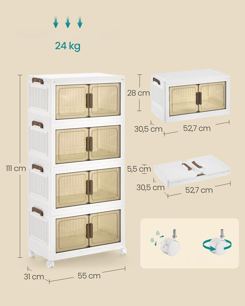 Nancy's Praiano Opbergboxen - Opbergdozen - Organizer - Wit - Kunststof - ± 55 x 30 x 110 cm