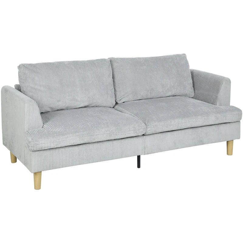 Nancy's Senago 3-Zitsbank - Zitbank - Woonkamerbank - Driezitsbank - Lichtgrijs - Corduroy - ± 190 x 80 x 85 cm
