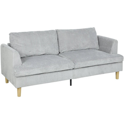 Nancy's Senago 3-Zitsbank - Zitbank - Woonkamerbank - Driezitsbank - Lichtgrijs - Corduroy - ± 190 x 80 x 85 cm