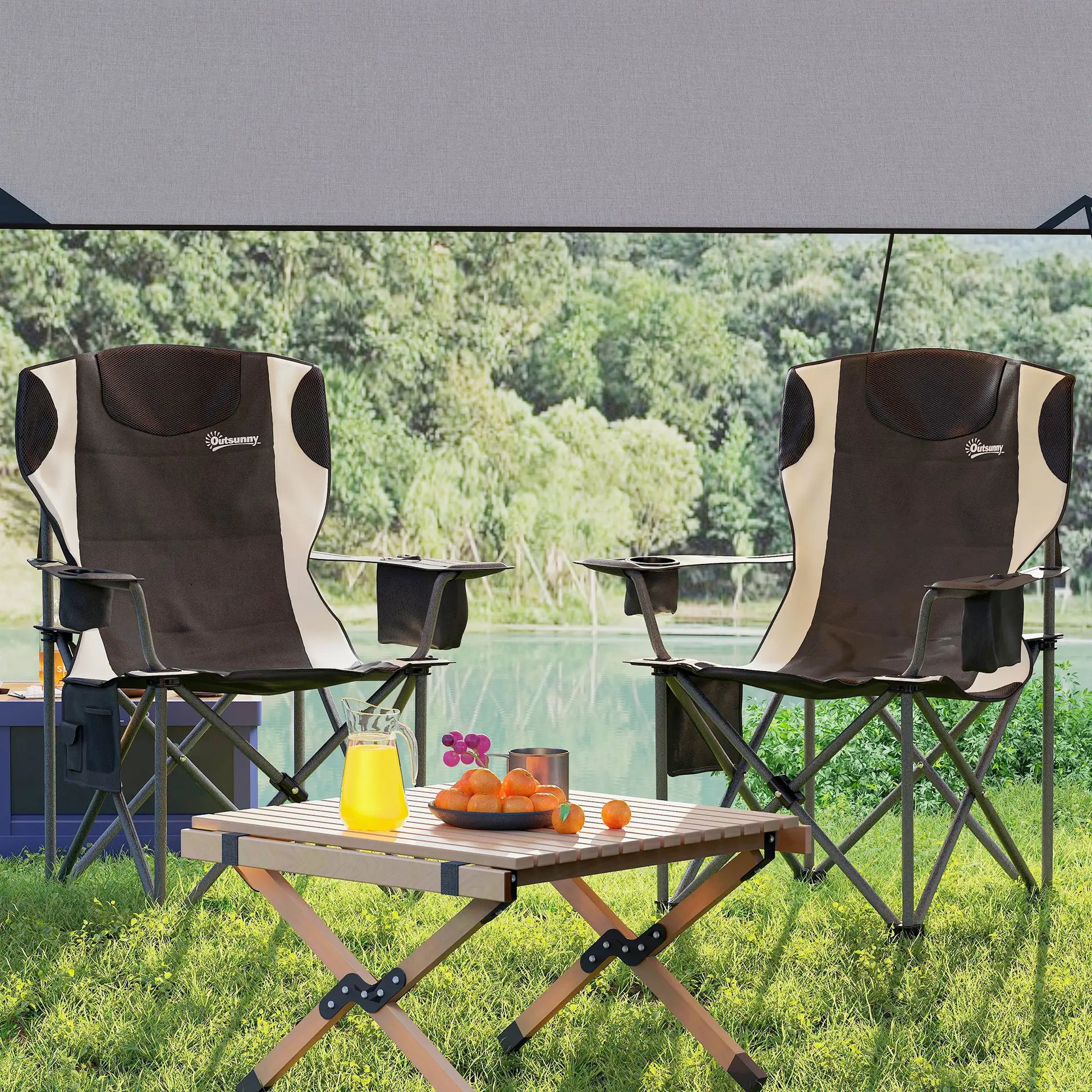 Nancy's Dresano Campingstoelen - Set van 2 - Vouwstoelen - Visstoel - Zwart