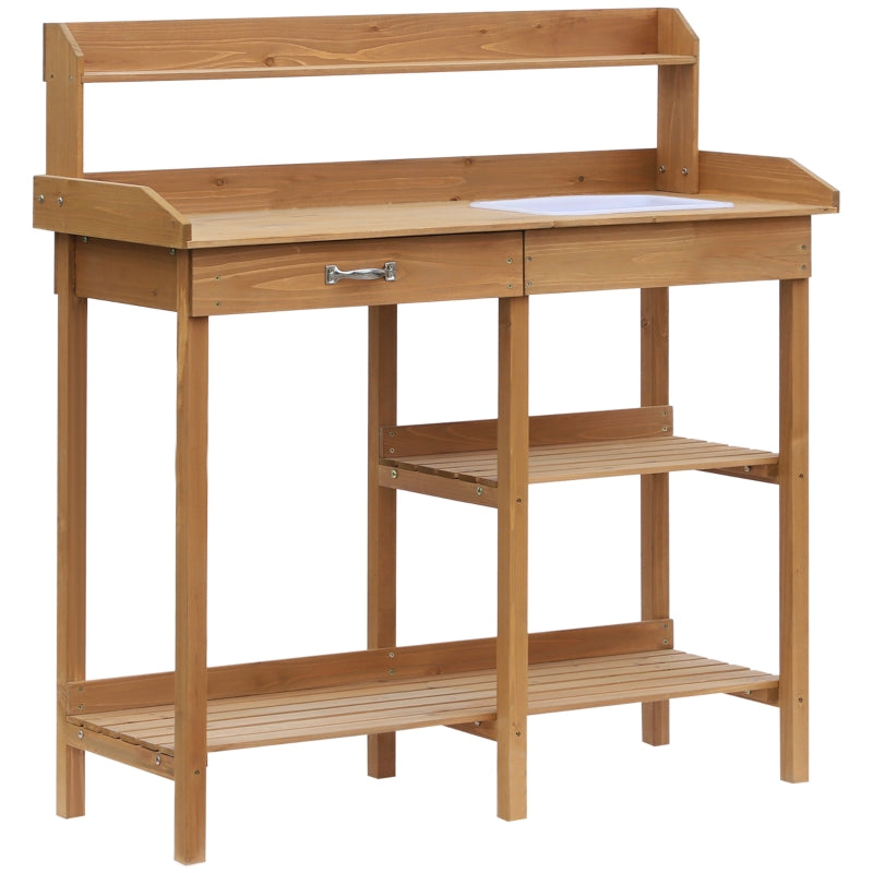 Nancy's Don Benito Planting table - Garden work table - Work table - Natural - Pine wood - ± 120 x 45 x 120 cm