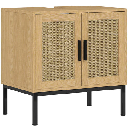 Nancy's Castelmola Wastafelkast - Badkamerkast - Wastafelmeubel - Eiken - Rotan - ± 60 x 40 x 60 cm
