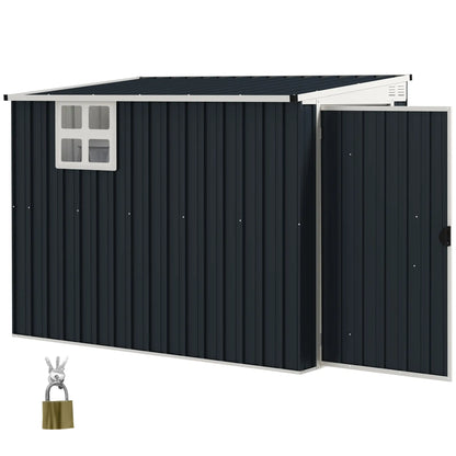 Nancy's Contrada Opbergschuur - Tuinschuur - Schuurtje - Grijs - Staal - ± 130 x 230 x 161/181H cm