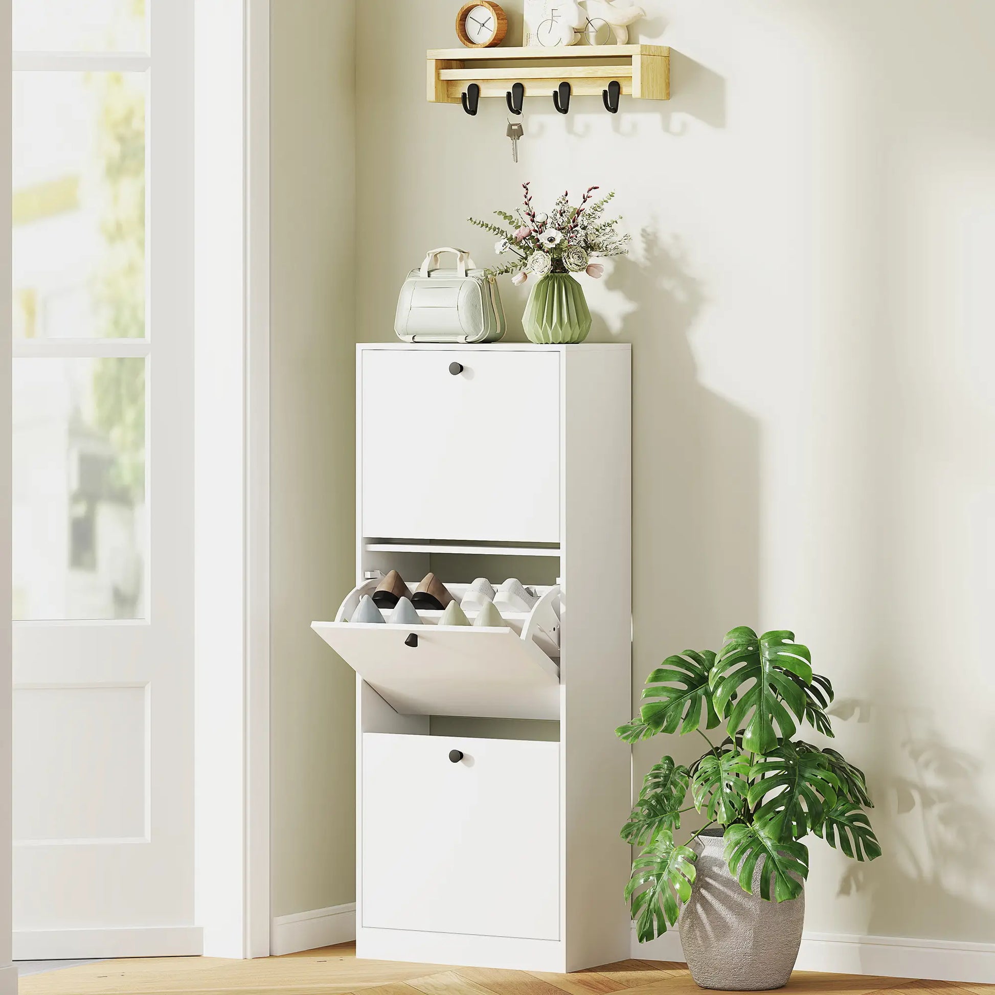 Nancy's Formigliana Schoenenkast - Opbergkast voor Schoenen - Schoenenrek - Wit - ± 45 x 25 x 120 cm