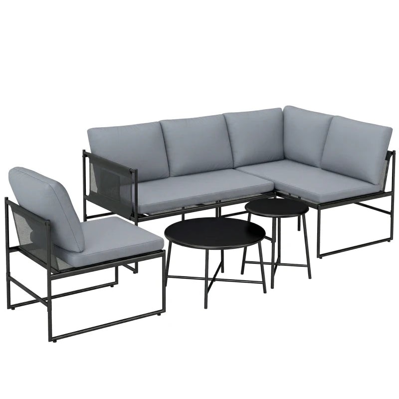 Nancy's Sorrento Loungeset - 5-Delige Tuinmeubelset - Lounge Set - Tuin Set - Grijs / Zwart