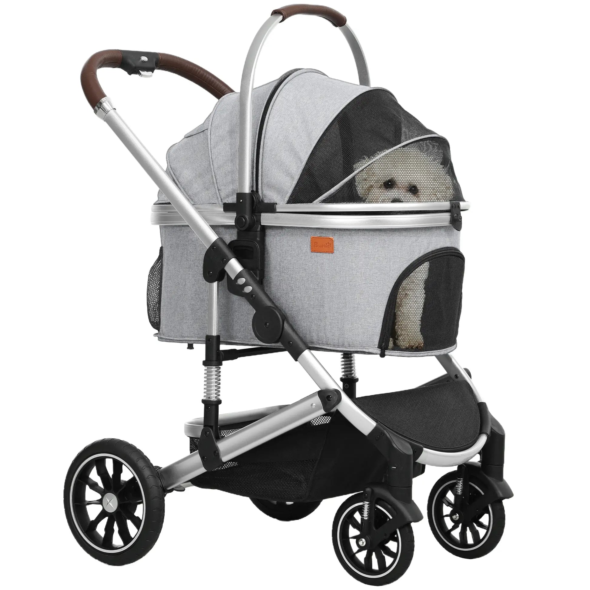 Nancy's Collazzone Reiswagen voor Huisdieren - Kattenbuggy - Hondenbuggy - Lichtgrijs / Zilver
