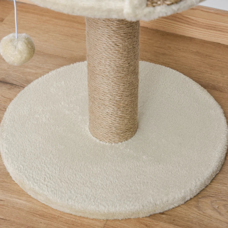 Nancy's Godim Krabpaal - Kattenbed - Met Speelbal - Natuurlijk / Créme Wit - ± 40 x 40 x 50 cm