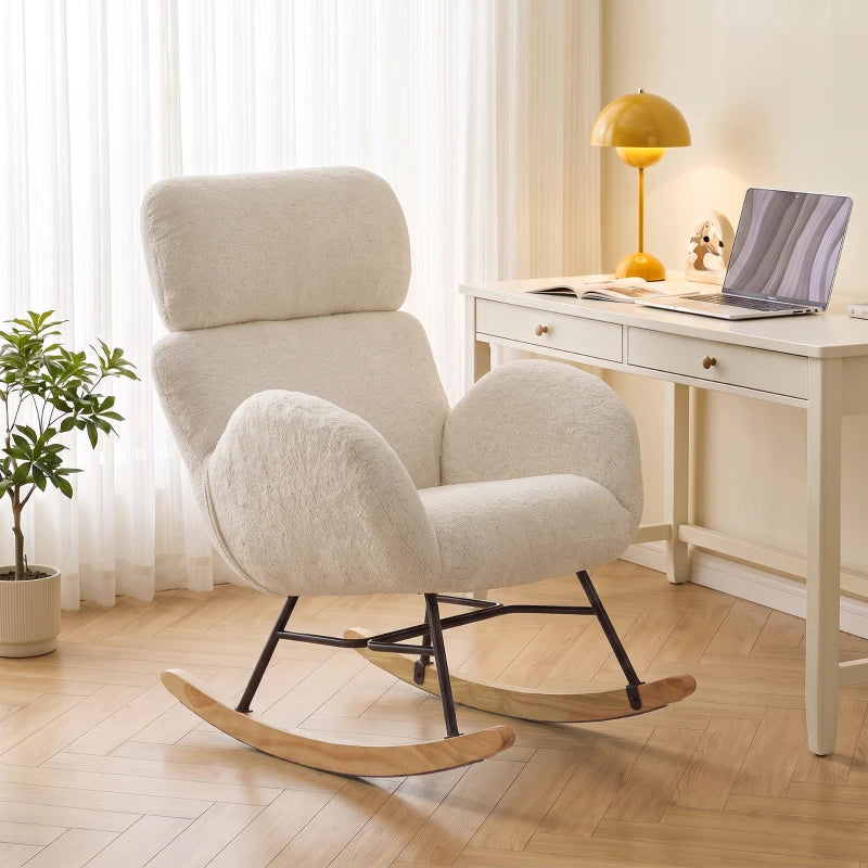Nancy's Varago Schommelstoel - Relaxstoel - Relaxfauteuil - Crèmewit - Fluweel
