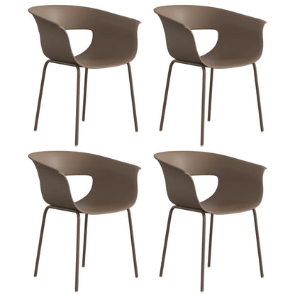 Nancy's Scanno Tuinstoelen - Set van 4 - Terrasstoelen - Ergonomisch - Bruin- Staal / Kunststof