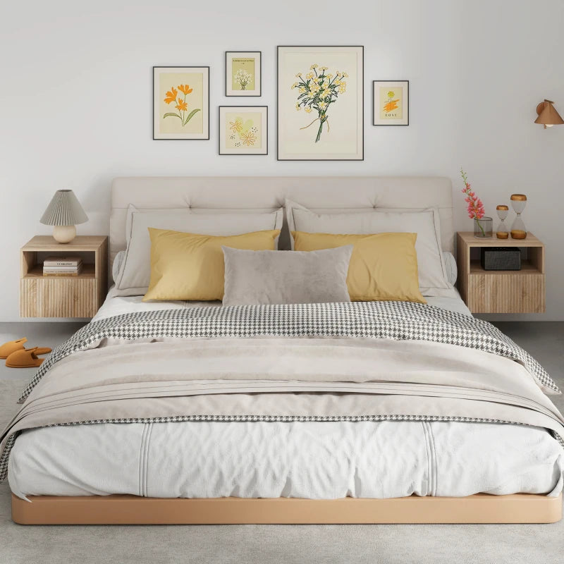 Nancy's Pedavena Zwevend Nachtkastje - Bijzettafeltje - Scandinavisch - Naturel Hout - ± 40 x 40 x 35 cm