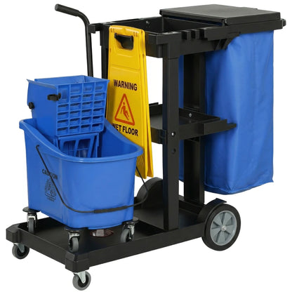 Nancy's Spello Schoonmaakwagen - Schoonmaakkar - Dweilemmer met pers - Zwart / Blauw